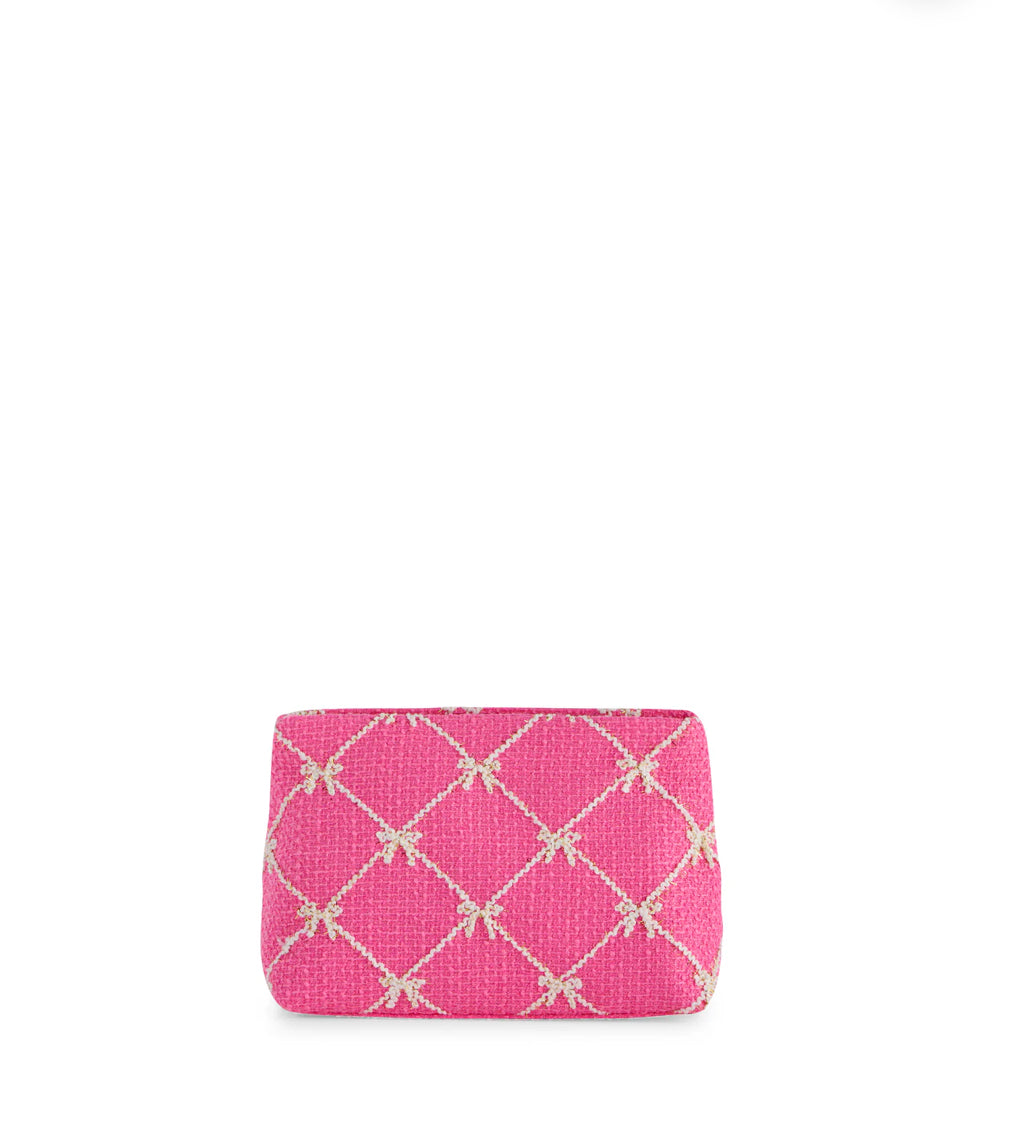 Shiraleah Tinsel Bow Zip Pouch-Pink