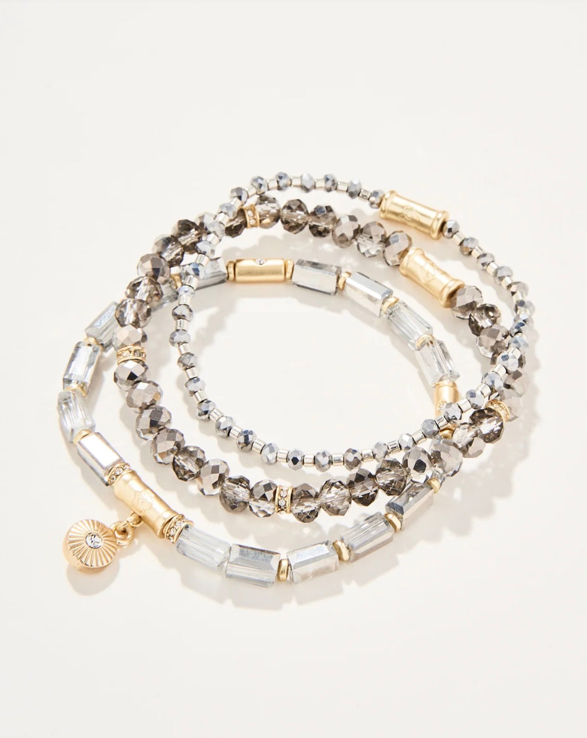 Spartina 449 Sparkle Stretch Bracelet Stack- Silver