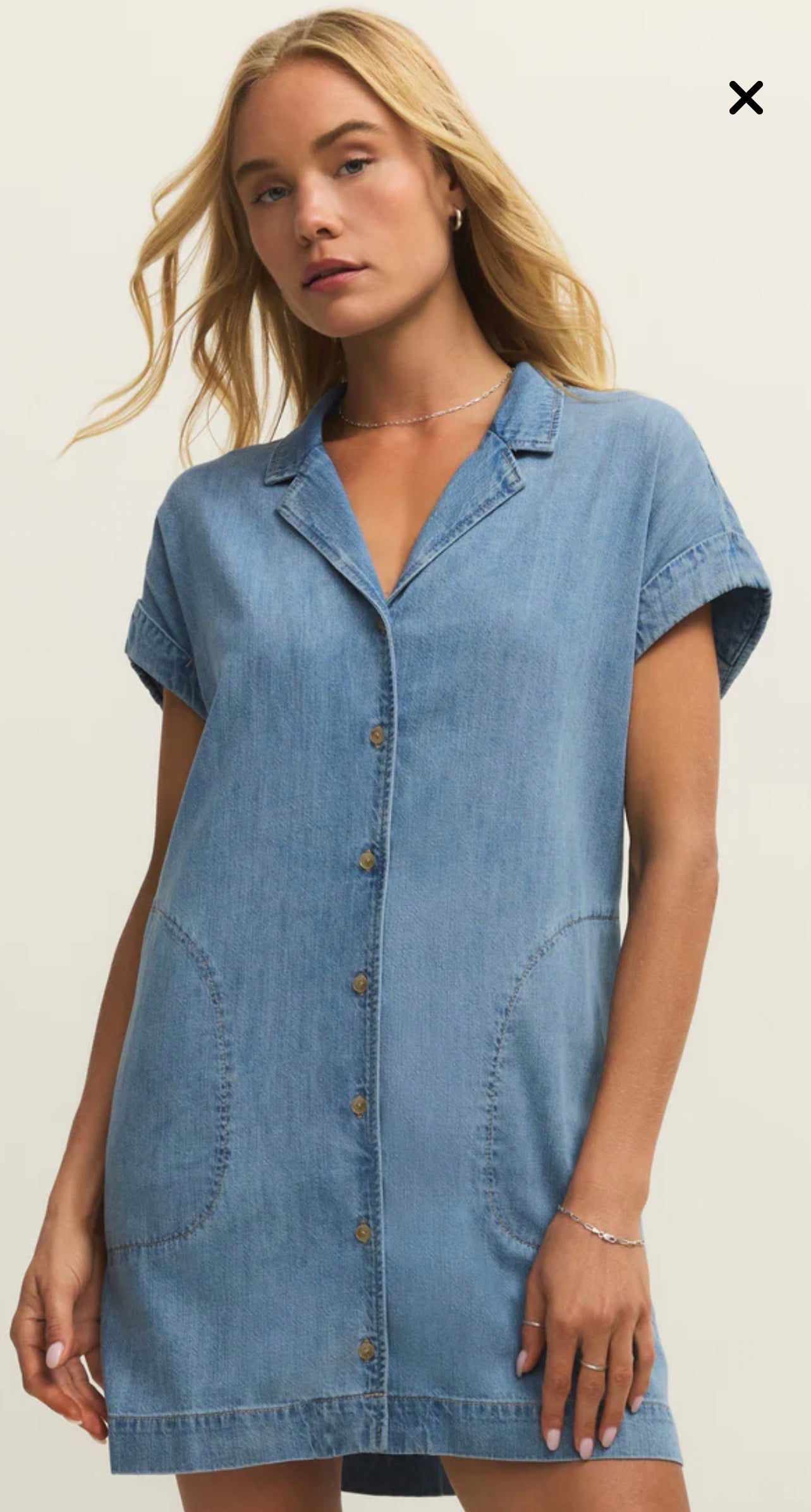 Z Supply Napa Denim Mini Dress-Shoreline