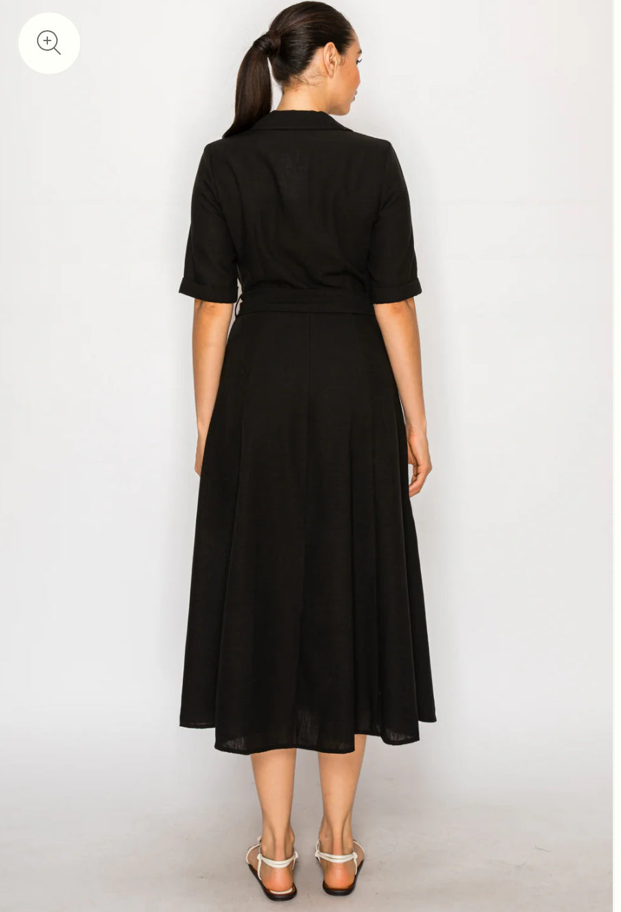 Meet Me in Santorini "Black Linen" Shirt Dress-Black