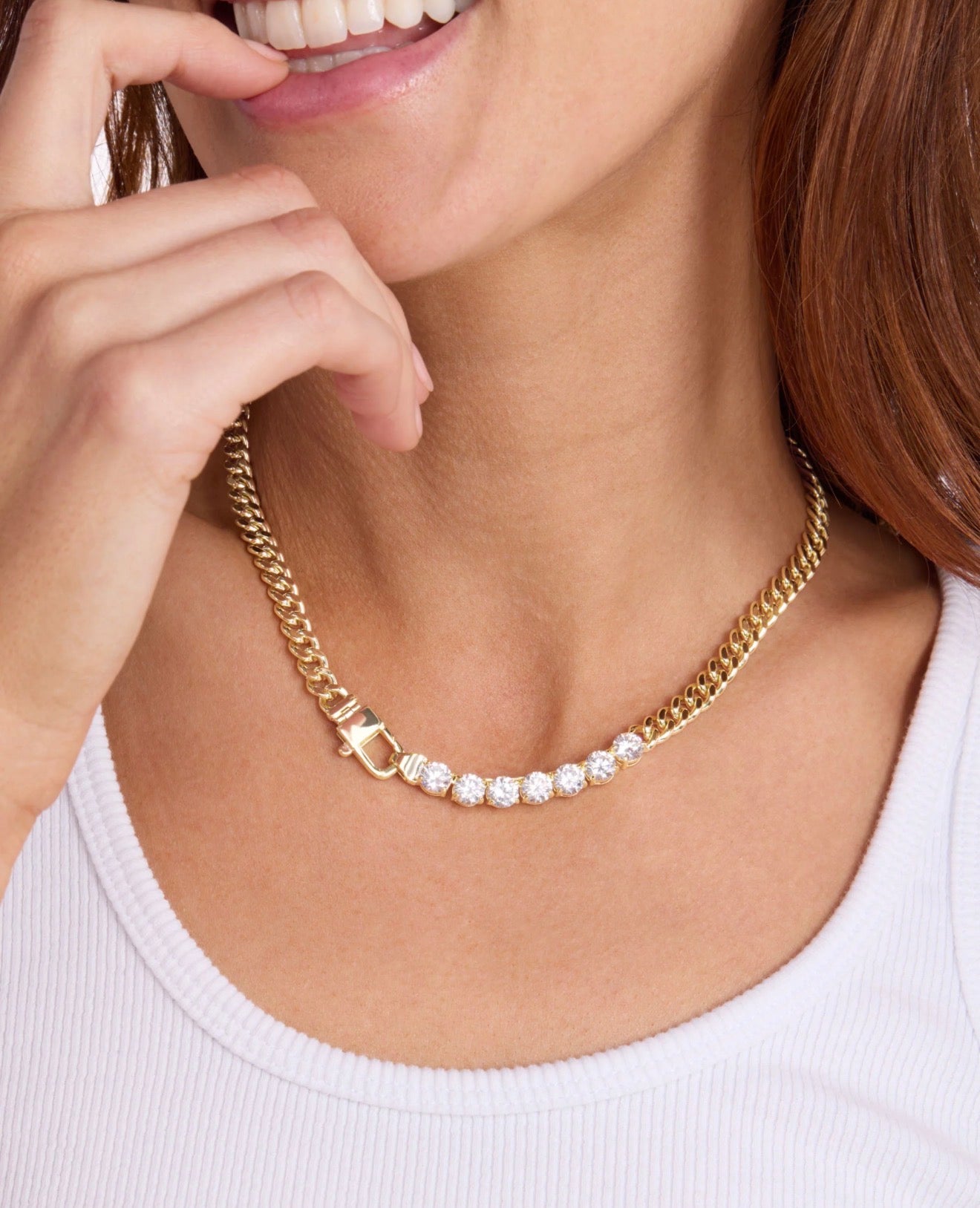 Melinda Maria “Julian Loves Diamond” Necklace Gold/White