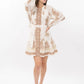 Uncle Frank Metallic Trim Paisley Dress-Ivory