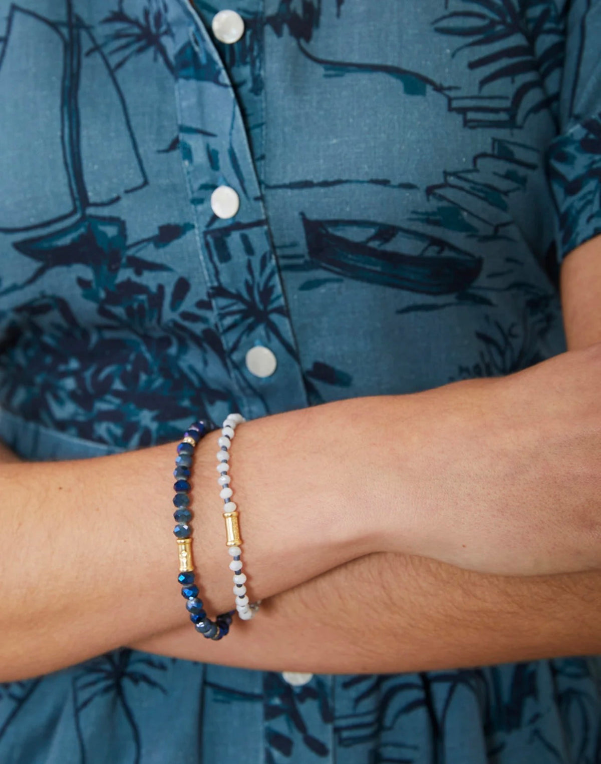 Spartina 449 Sparkle Stretch Bracelet Stack- Blue