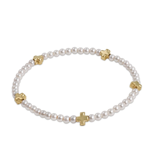 Enewton "Signature Cross" Small Pearl Pattern 3mm Bracelet-Gold