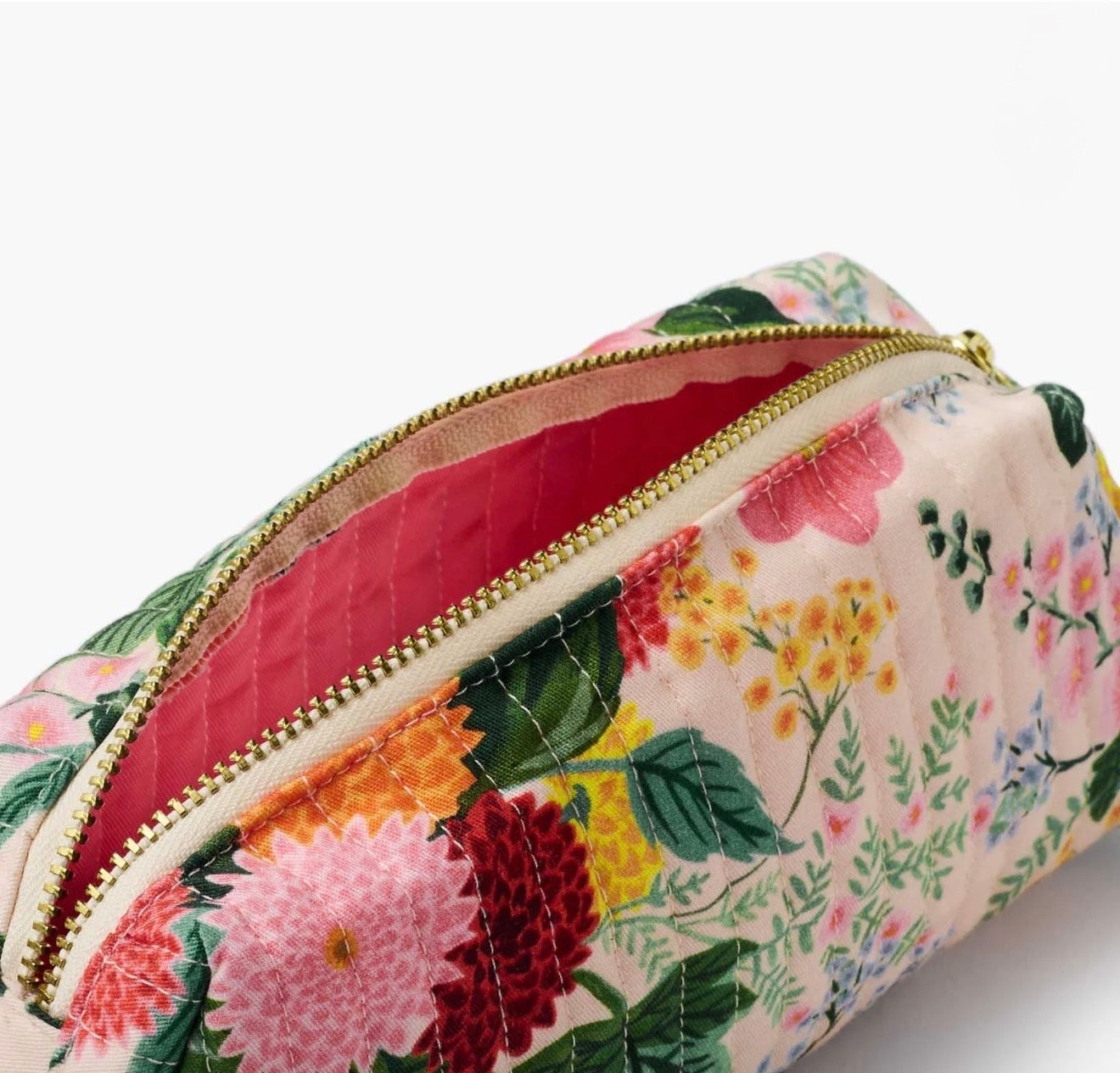 Rifle Paper Co. "Dahlia" Quilted Cosmetic Pouch-Small
