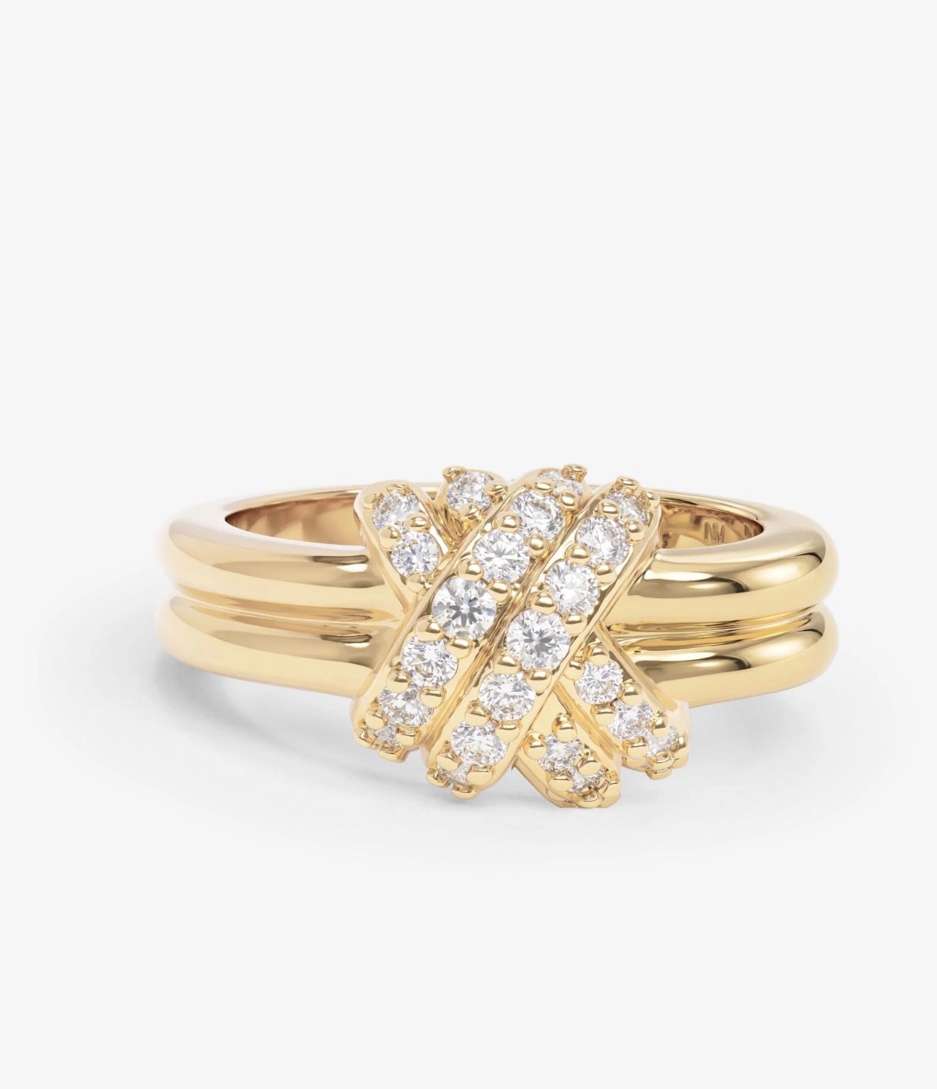 Melinda Maria “Knot Crossed” Ring- Gold/White CZ