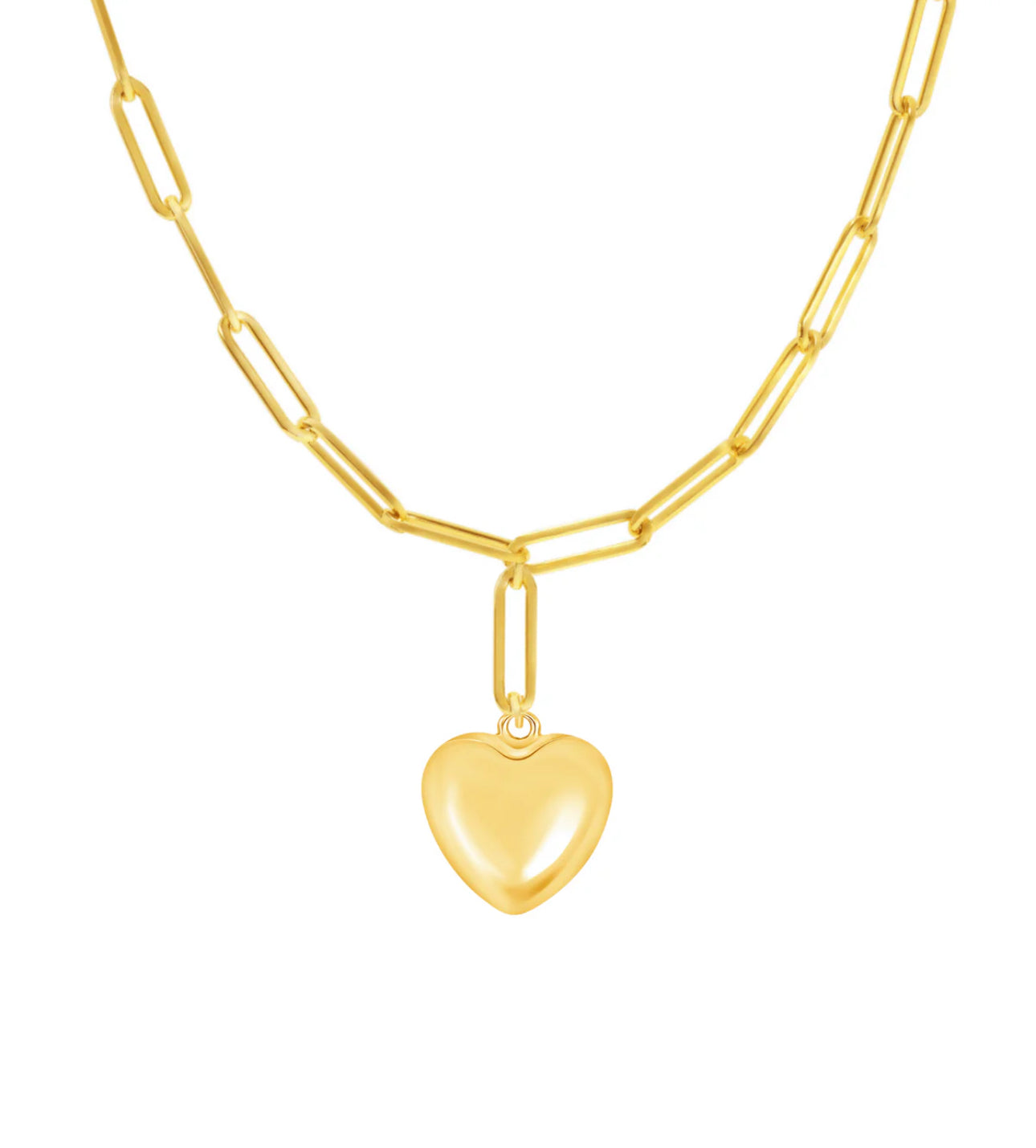LeMel Puffy Heart Paperclip Chain Necklace