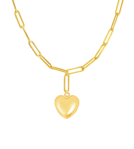 LeMel Puffy Heart Paperclip Chain Necklace