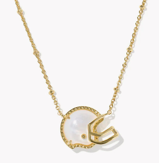 Kendra Scott Football Helmet Pendant Necklace-Gold/Ivory MOP