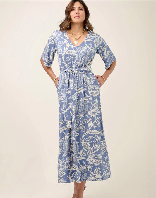 Spartina 449 "Adella" Midi Dress-Flagler Pods Blue