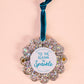 The Darling Effect Holiday Scalloped Frame Ornament-Silver Glitter