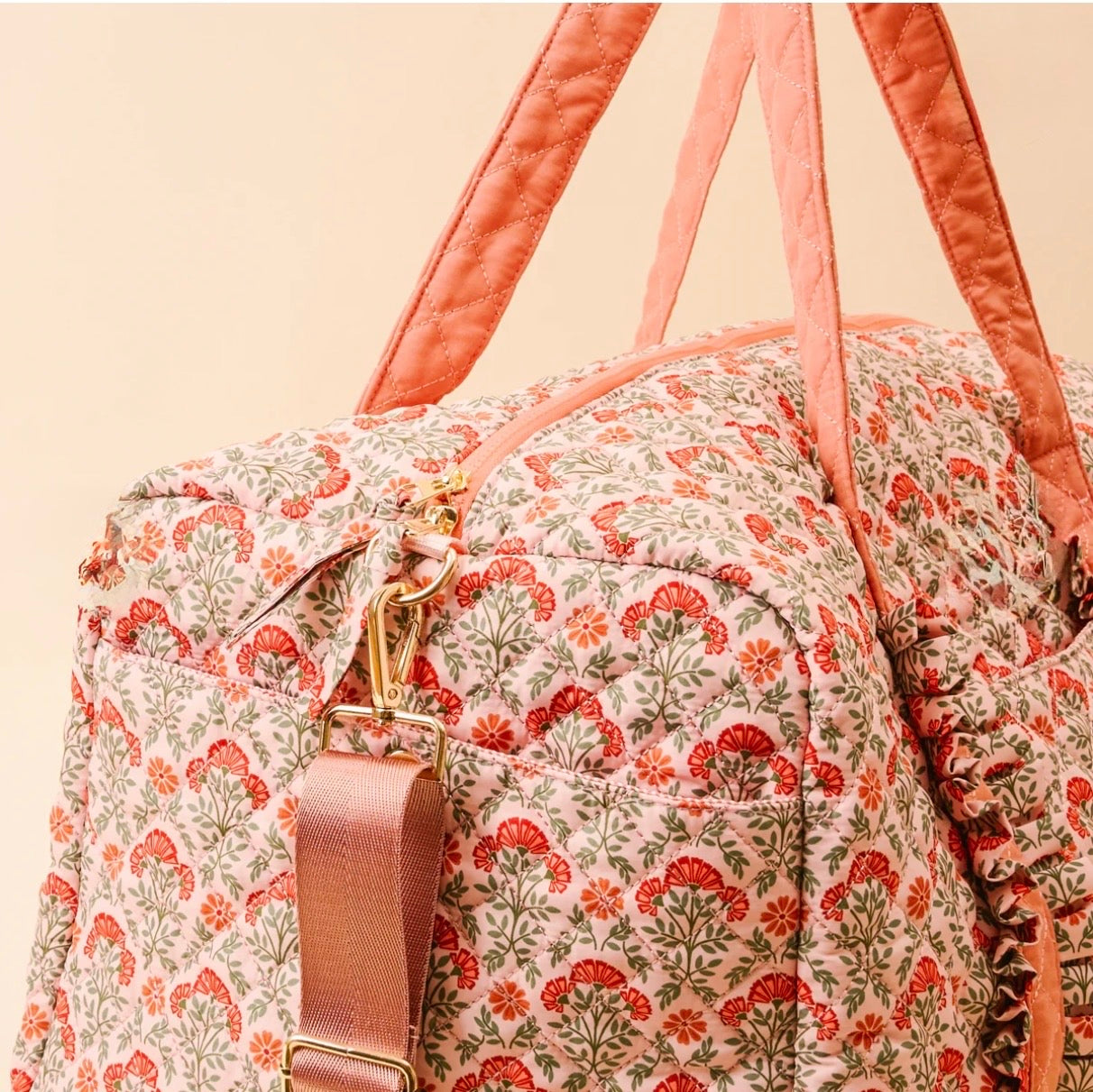The Darling Effect On-the-Go Quilted Weekender Bag-Everbloom Dusty Rose