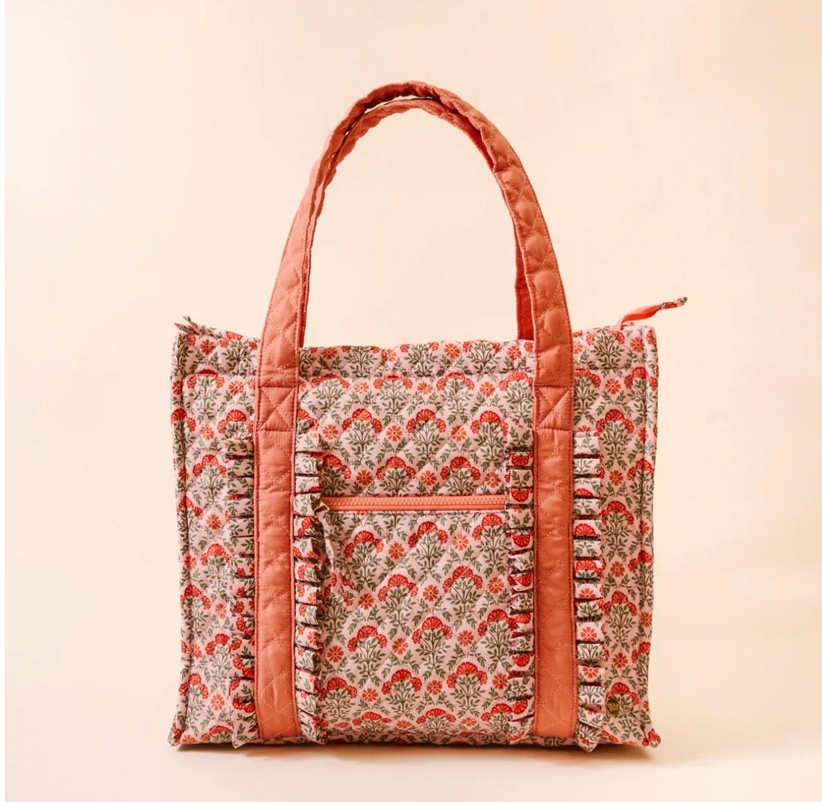 The Darling Effect Everyday Quilted Tote Bag-Everbloom Dusty Rose