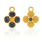 Capucine de Wulf “Berry Clover” Hoop Earrings w/Double-sided Charm-Gold/Blue Labradorite