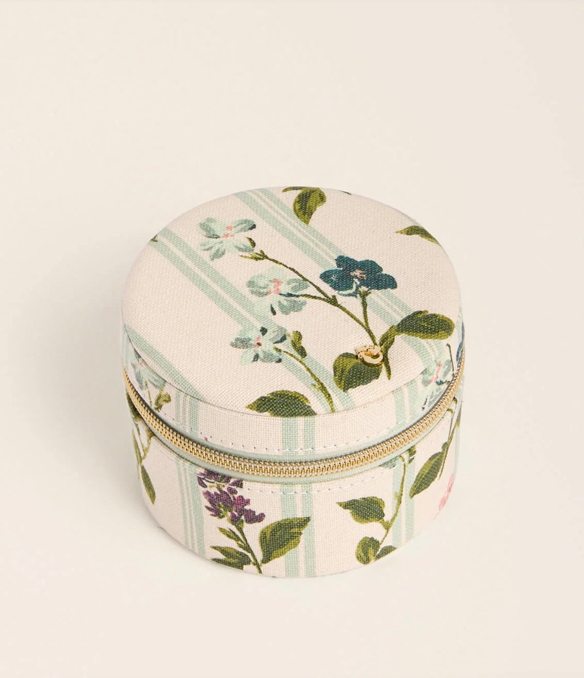 Spartina 449 Round Jewelry Mirror Travel Case-Blooming Stripe