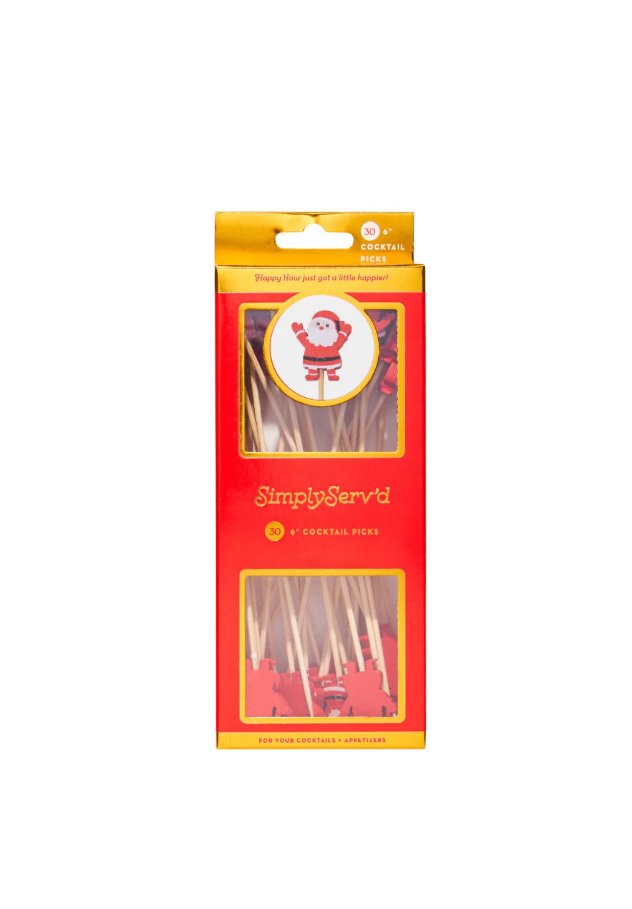 Sophistiplate 6” Wood Party Pick-Santa