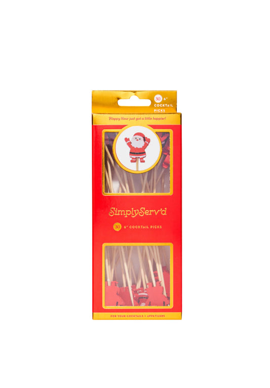 Sophistiplate 6” Wood Party Pick-Santa