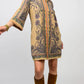 Uncle Frank Paisley Border Shirtdress-Camel