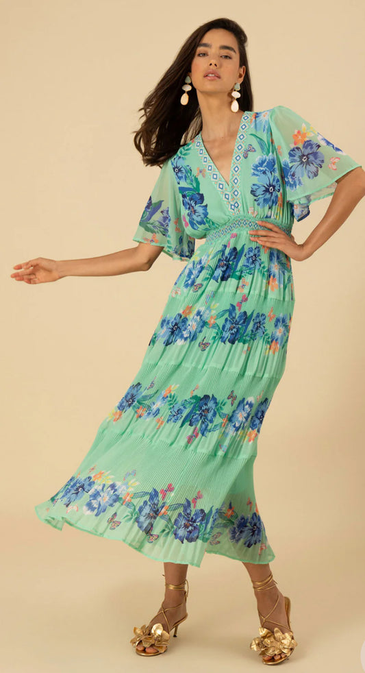 Hale Bob “Angie” Chiffon Maxi Dress-Mint