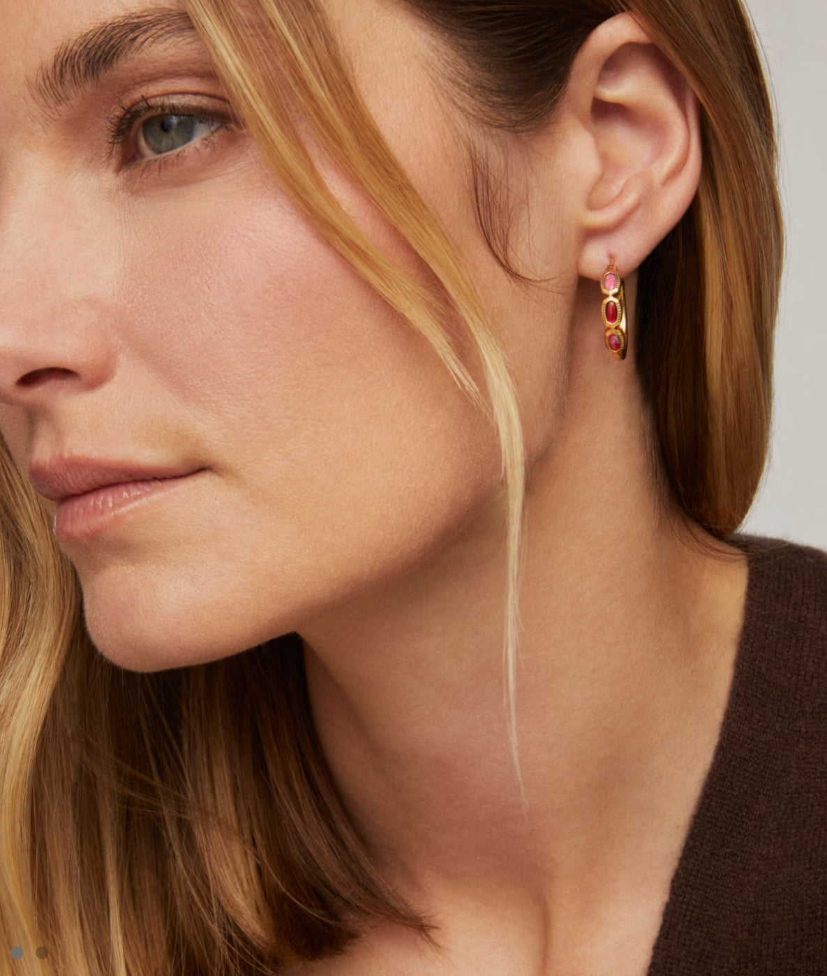 Kendra Scott Mini Elisa Hoop Earring-Vintage Gold Pink Mix