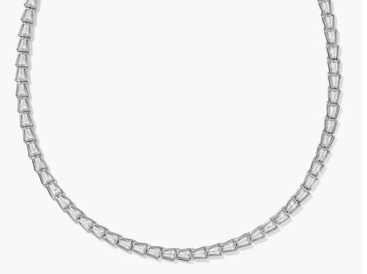 Kendra Scott Bella Tennis Necklace- Silver White CZ