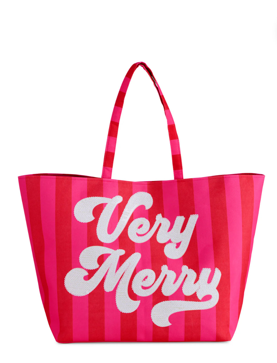 Shiraleah "Very Merry" Gifting Tote-Red/Pink Stripe