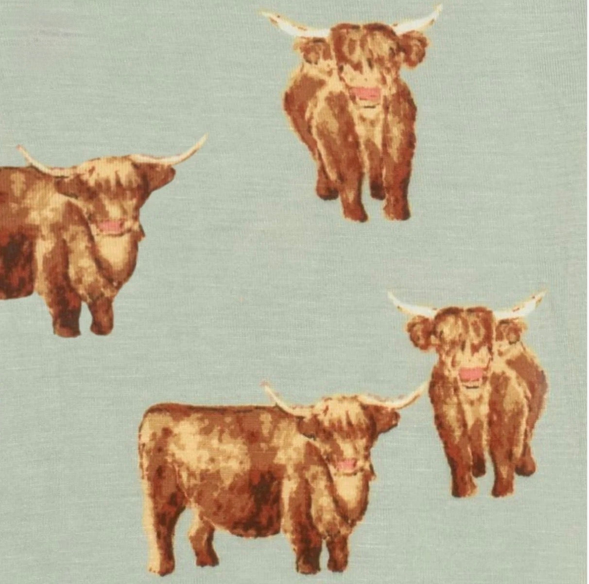 Milkbarn Kids "Highland Cow" Organic Cotton Zipper Footed Romper