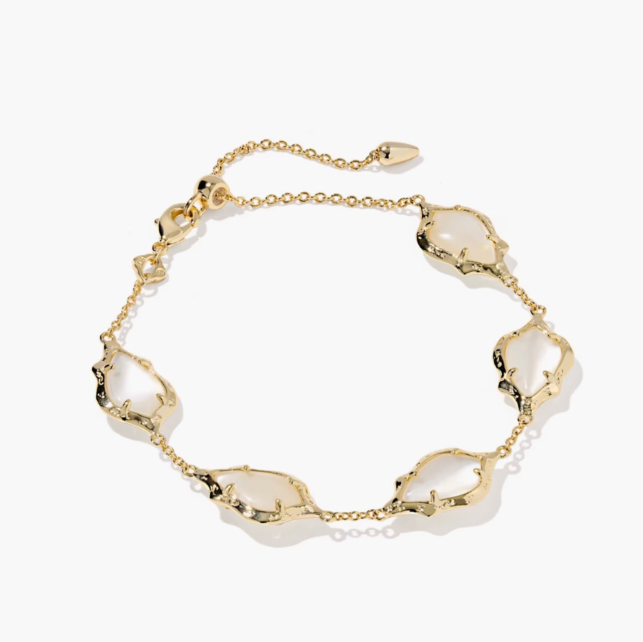 Kendra Scott Adriana Scallop Frame Delicate Chain Bracelet-Gold Natural MOP