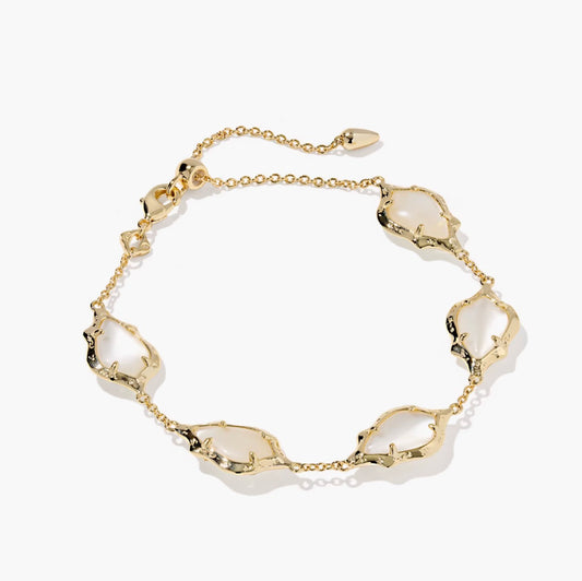 Kendra Scott Adriana Scallop Frame Delicate Chain Bracelet-Gold Natural MOP