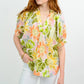 Ivy Jane "Tropical Floral" Popover Blouse- Pastel Yellow