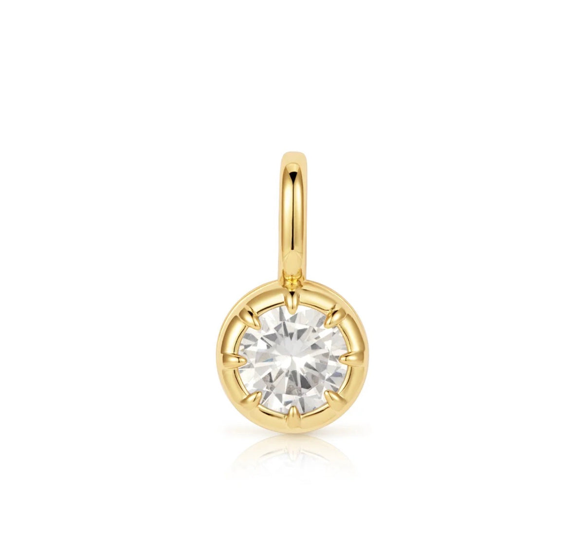 LeMel “Blaire” Bezel Round CZ Charm Necklace 18” (on Paperclip chain)