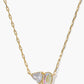 Kendra Scott Tatum Short Pendant Necklace-Gold White CZ Mix