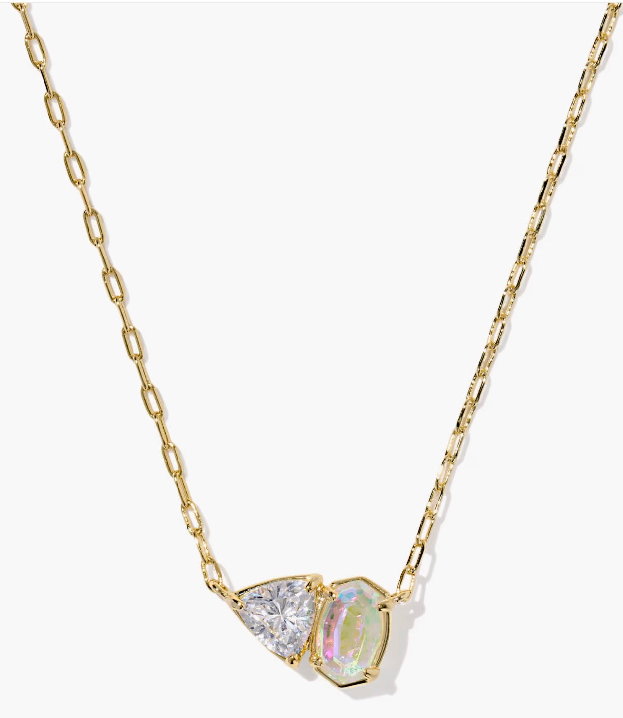 Kendra Scott Tatum Short Pendant Necklace-Gold White CZ Mix