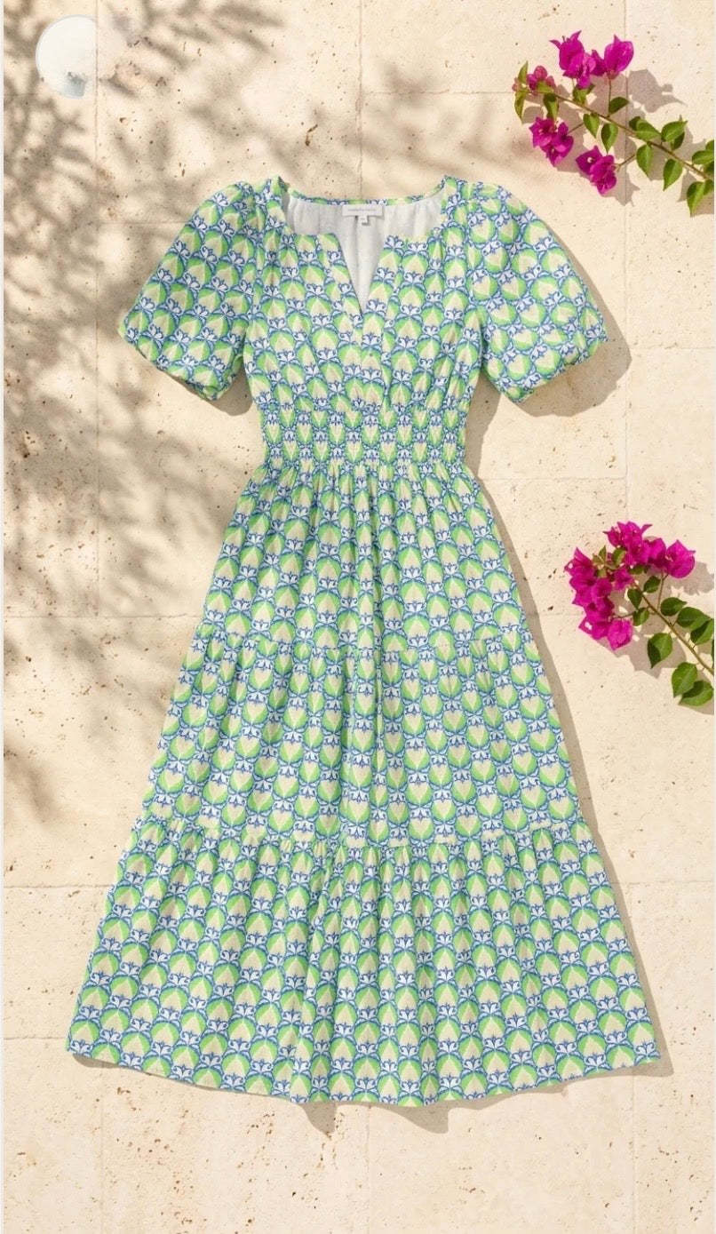 Meet Me in Santorini "Hellenic Petals" Maxi Dress-Green