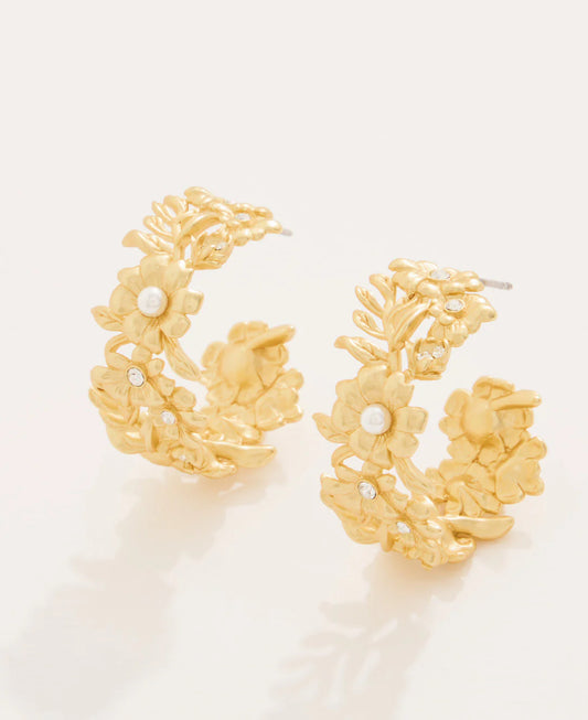 Spartina 449 Posy Party Hoop Earrings-Gold