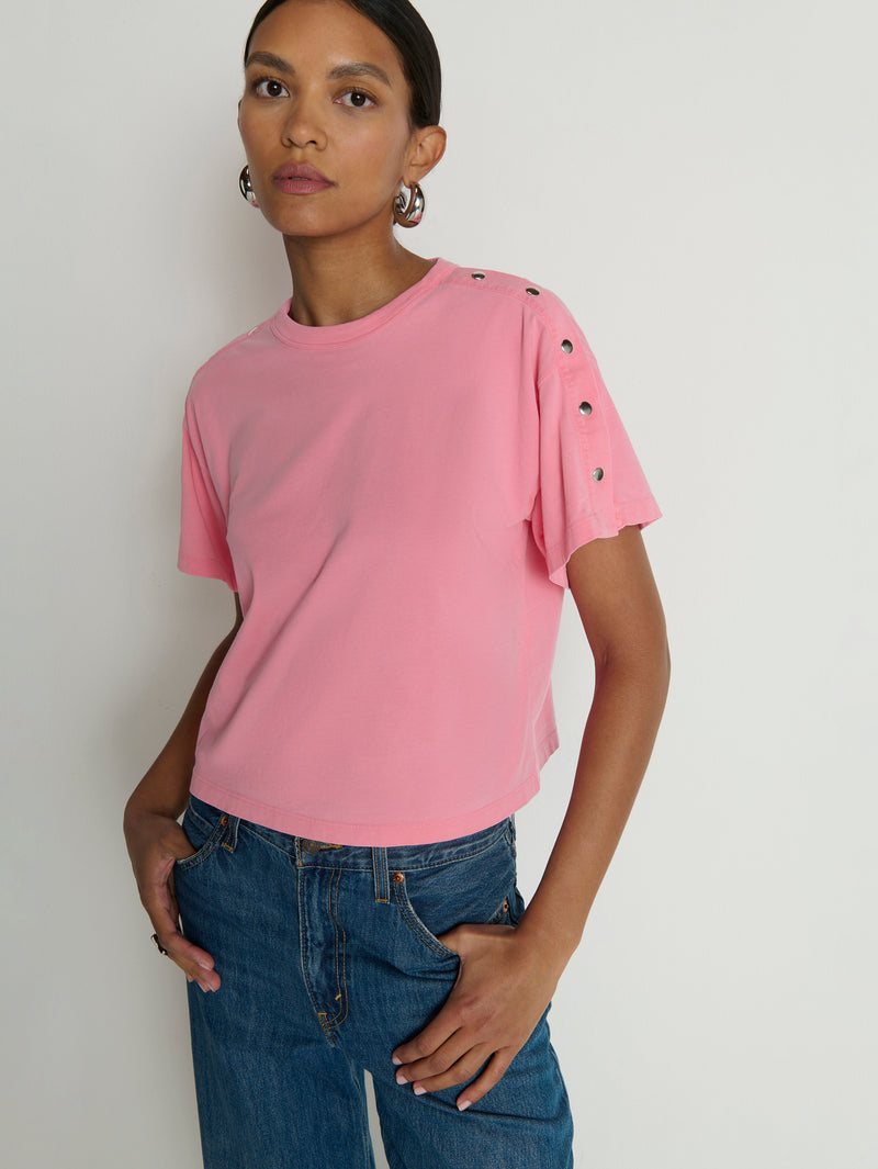 Nation LTD “Ada” Button Tee - Quartz