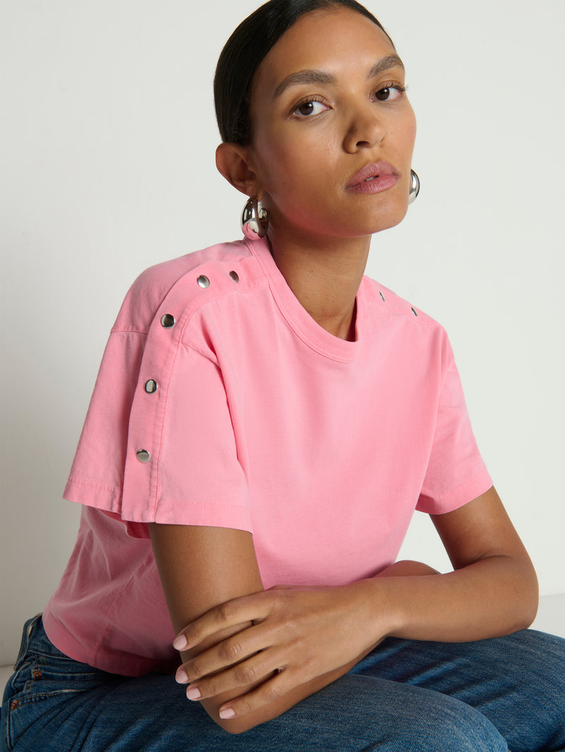Nation LTD “Ada” Button Tee - Quartz