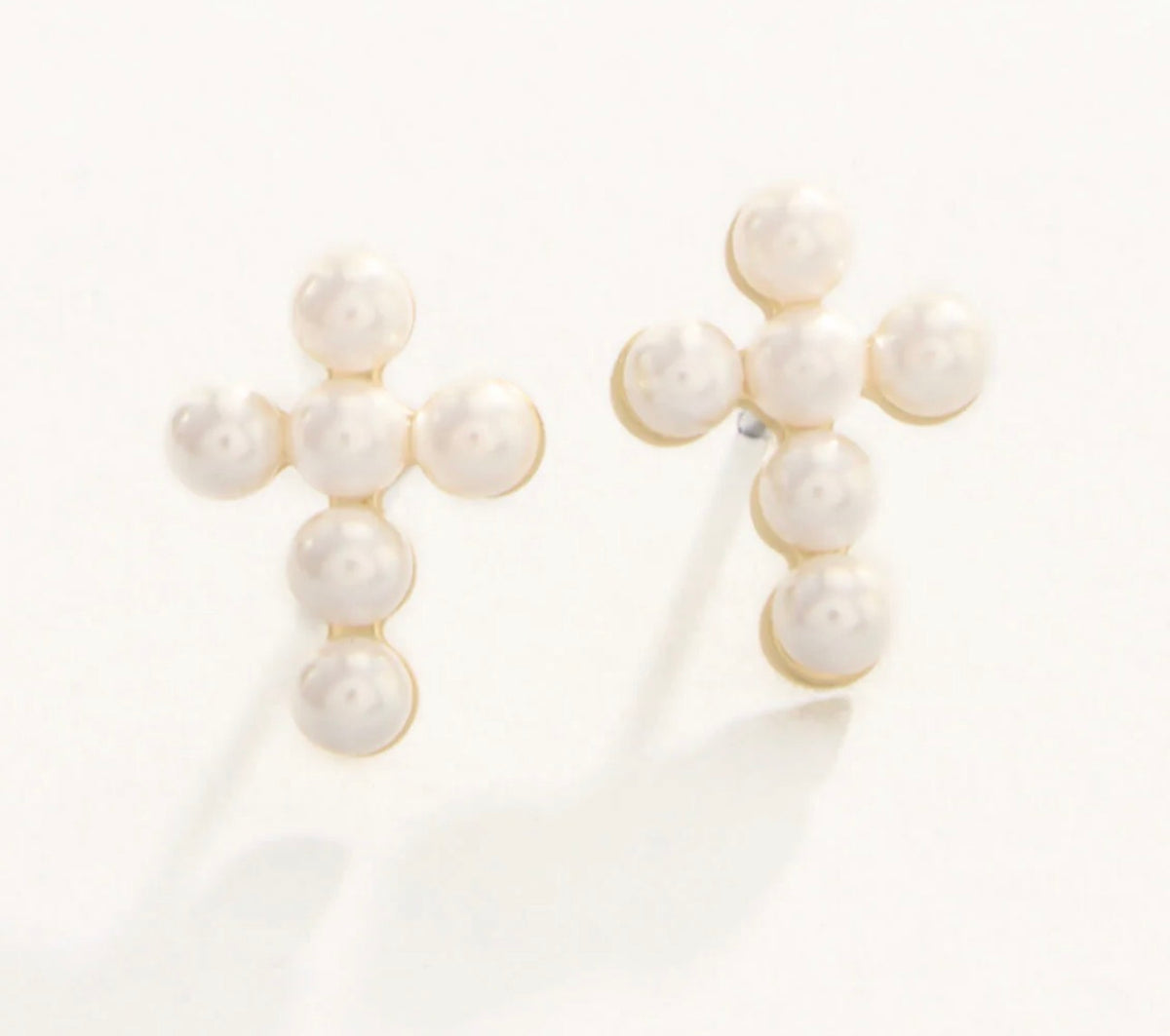 Spartina 449 Sea La Vie Stud Earrings-Faith/Pearl Cross-Gold