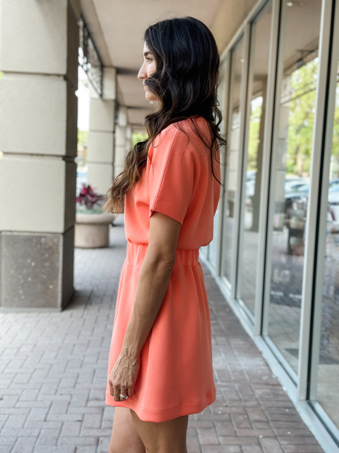 Spanx AirEssentials Cinched T-shirt Dress- Sunset Peach