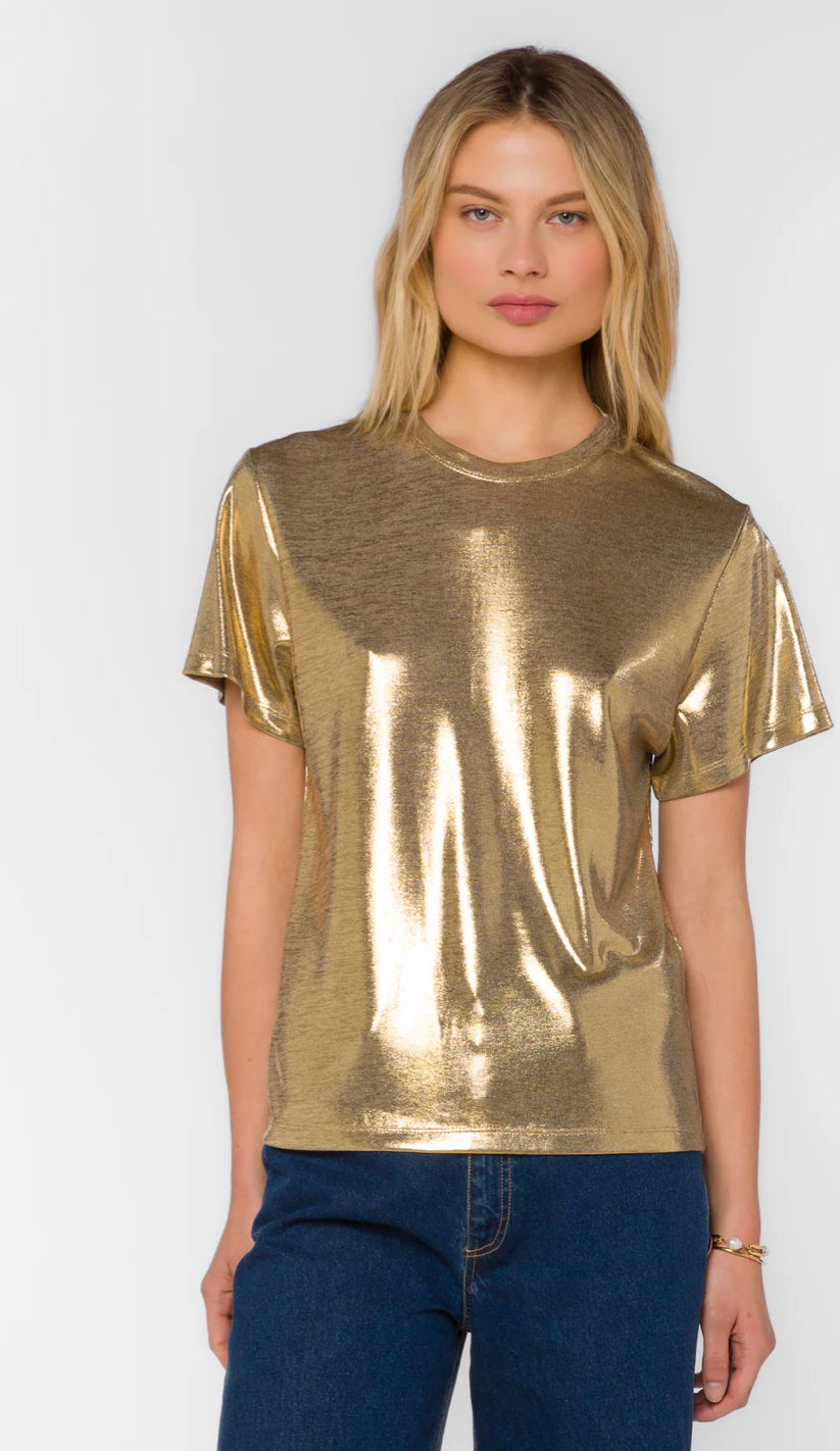 Velvet Heart "Zelda" S/S Metallic Tee-Gold