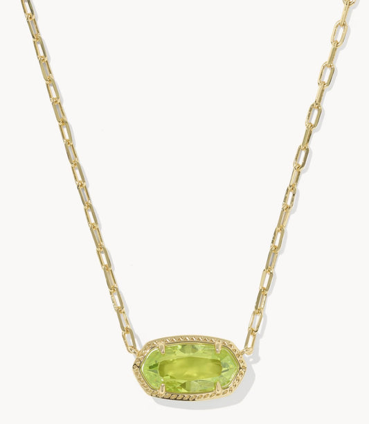 Kendra Scott Elisa Luxe Short Pendant Necklace-Gold Light Green CZ