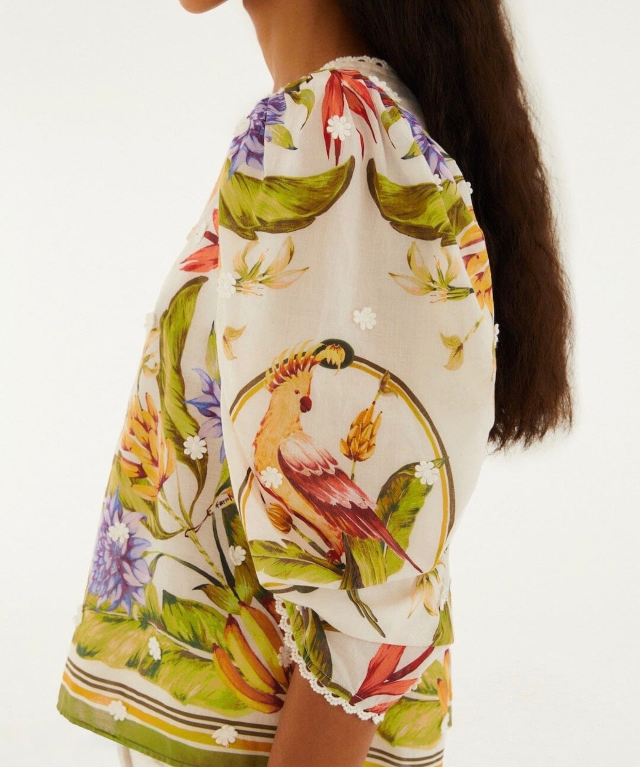 Farm Rio Sand Tropical Scarf Blouse