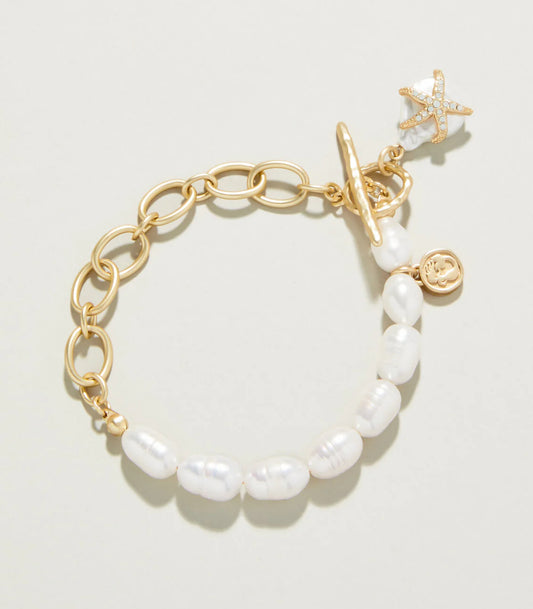 Spartina 449 Starfish Groupie Toggle Bracelet- Pearl/Gold