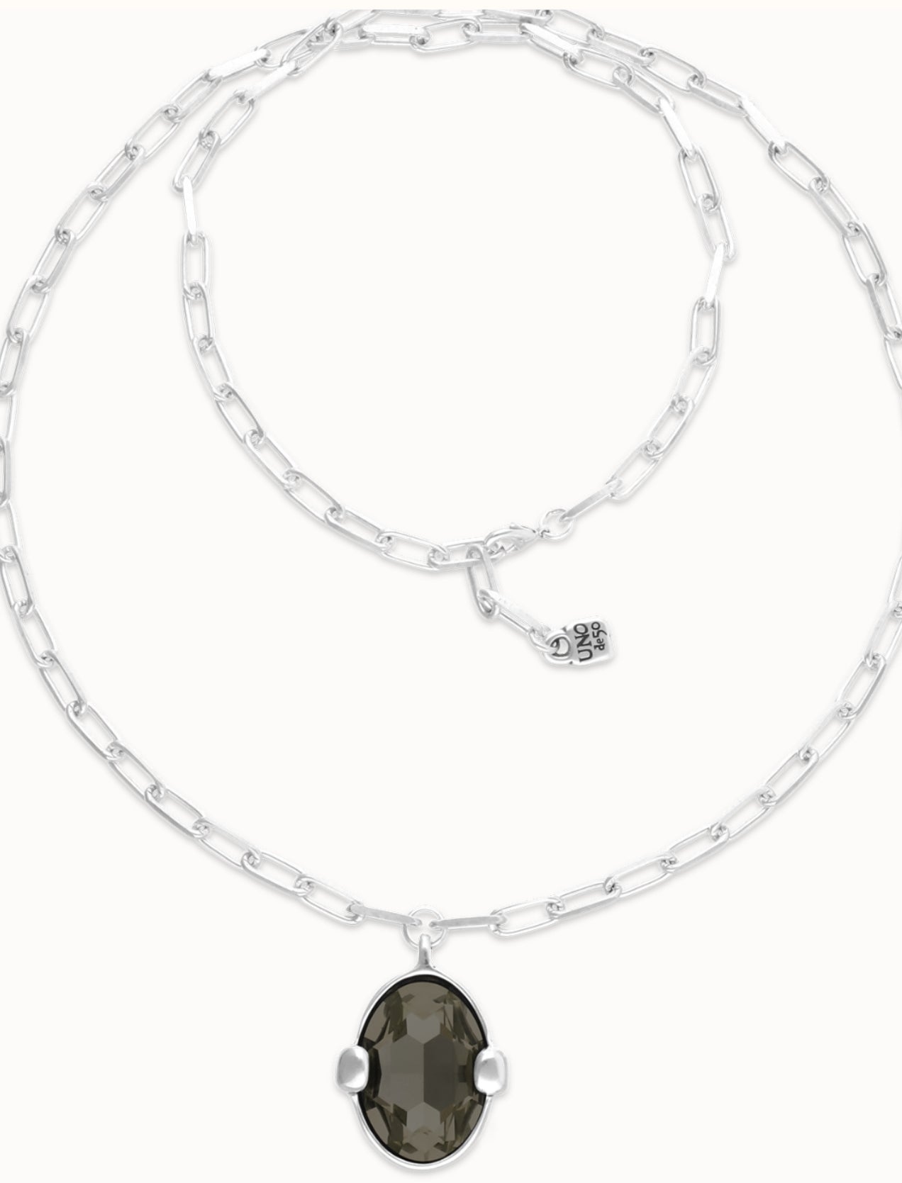 Uno de 50 “Ser Deslumbrante” (be stunning) Paperclip Chain Long Necklace-Silver/Black