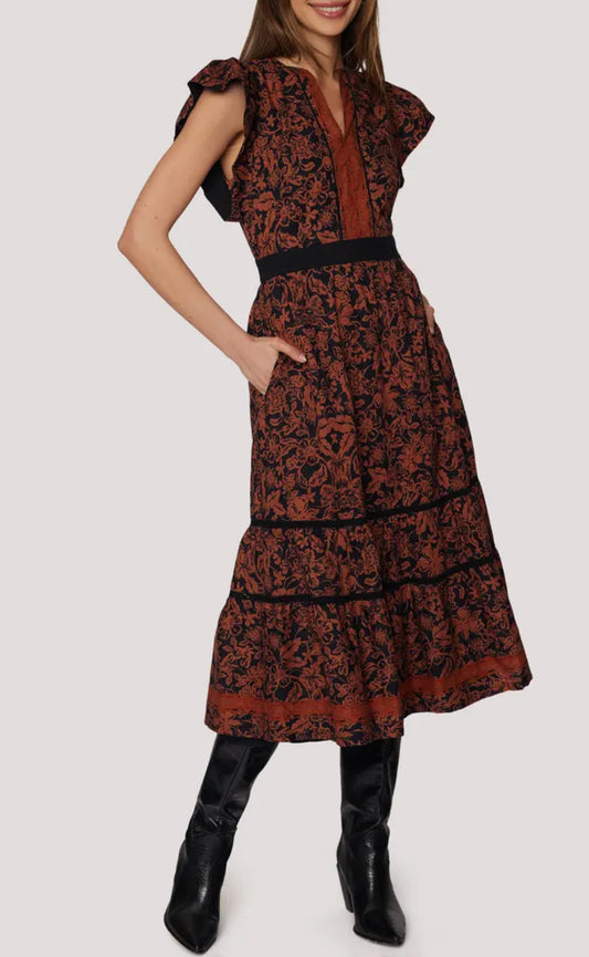 Lost + Wander “Lady of Siena” Dress - Brown Floral