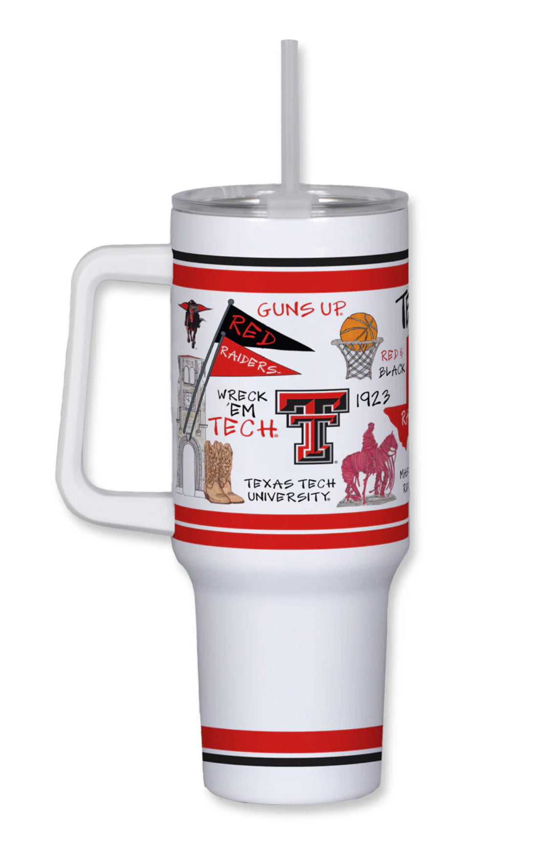 Magnolia Lane 40oz Metal Tumbler with Handle -Texas Tech