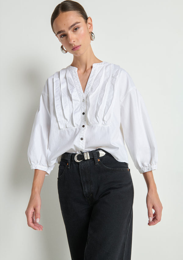 Nation LTD "Amelia" Ruffle Shirt-Porcelain