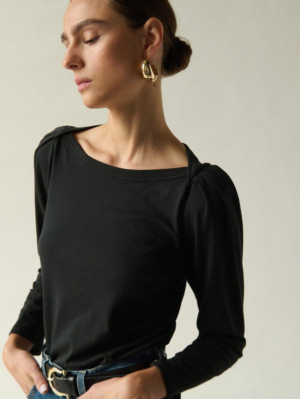 Nation LTD "Amelie" Envelope Neck Top-Jet Black