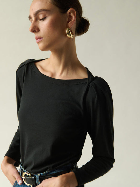 Nation LTD "Amelie" Envelope Neck Top-Jet Black