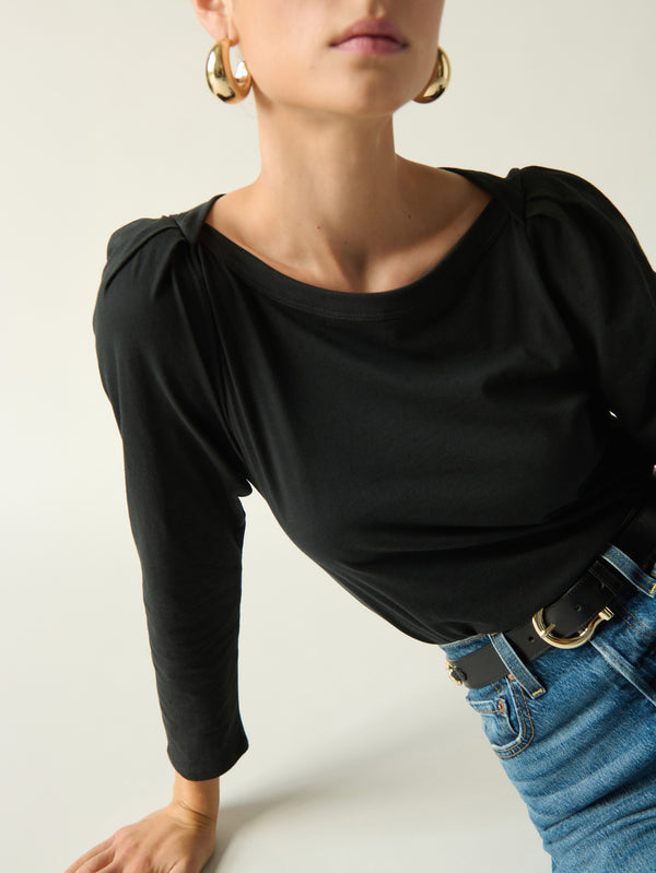 Nation LTD "Amelie" Envelope Neck Top-Jet Black